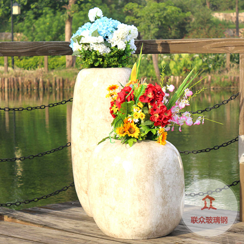 玻璃鋼花盆戶外大型花器公園學(xué)校橢圓花缽商場街道簡約美陳大花箱