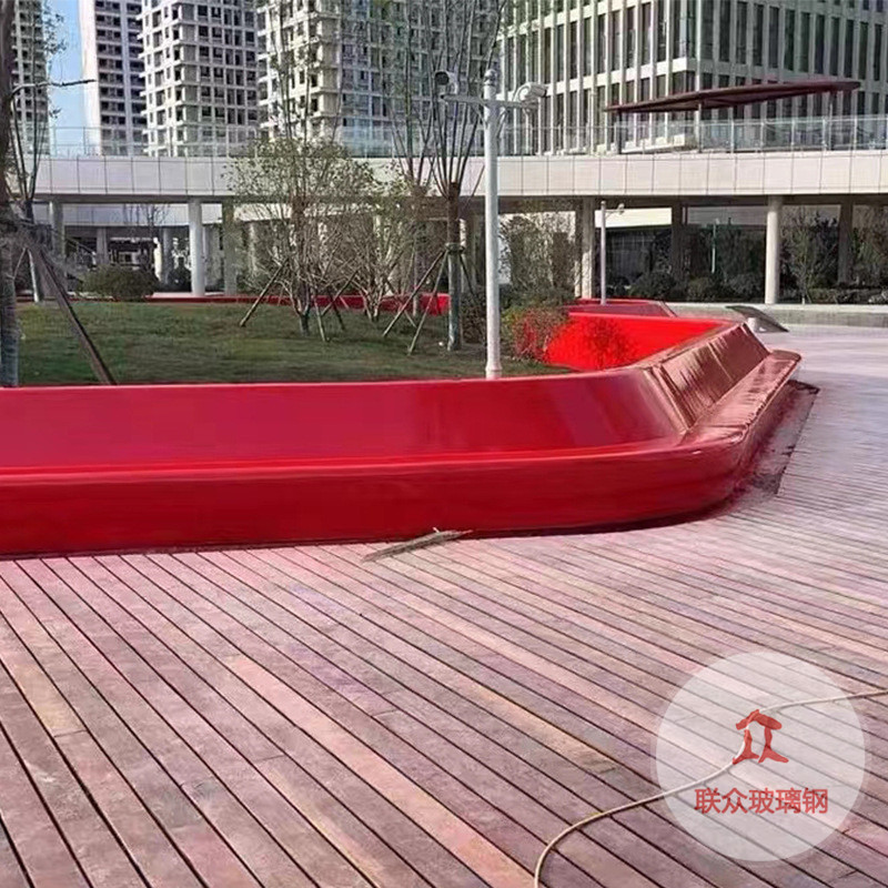 玻璃鋼公園花盆長條坐凳花盆休閑椅樹池異形環(huán)形卡通雕塑戶外廠家