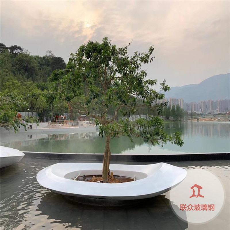 大型玻璃鋼種植池戶外綠化園林商場(chǎng)休閑座椅玻璃鋼樹(shù)池坐凳雕塑