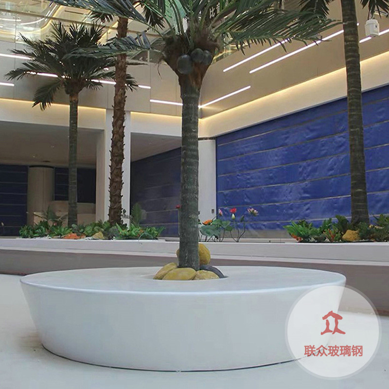 戶外商場(chǎng)創(chuàng)意樹(shù)池坐凳公共休閑等候椅子景觀異形長(zhǎng)凳玻璃鋼座椅